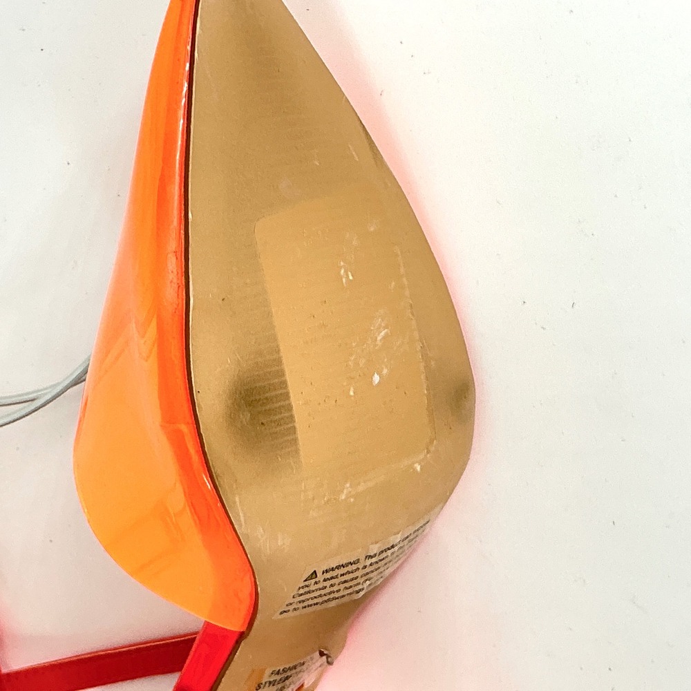 Fashion To Figure Plus Size 7W 7 Wide Neon Orange Clear Heel Pump NEW Jacki $105 - Picture 12 of 14